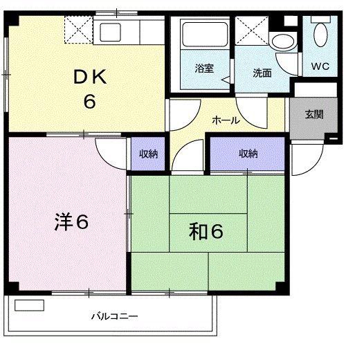 ヴィラ明神(2DK/3階)の間取り写真