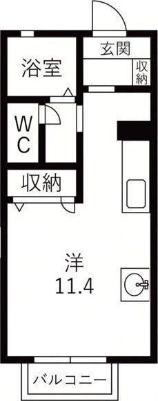 グランディールA(ワンルーム/1階)の間取り写真