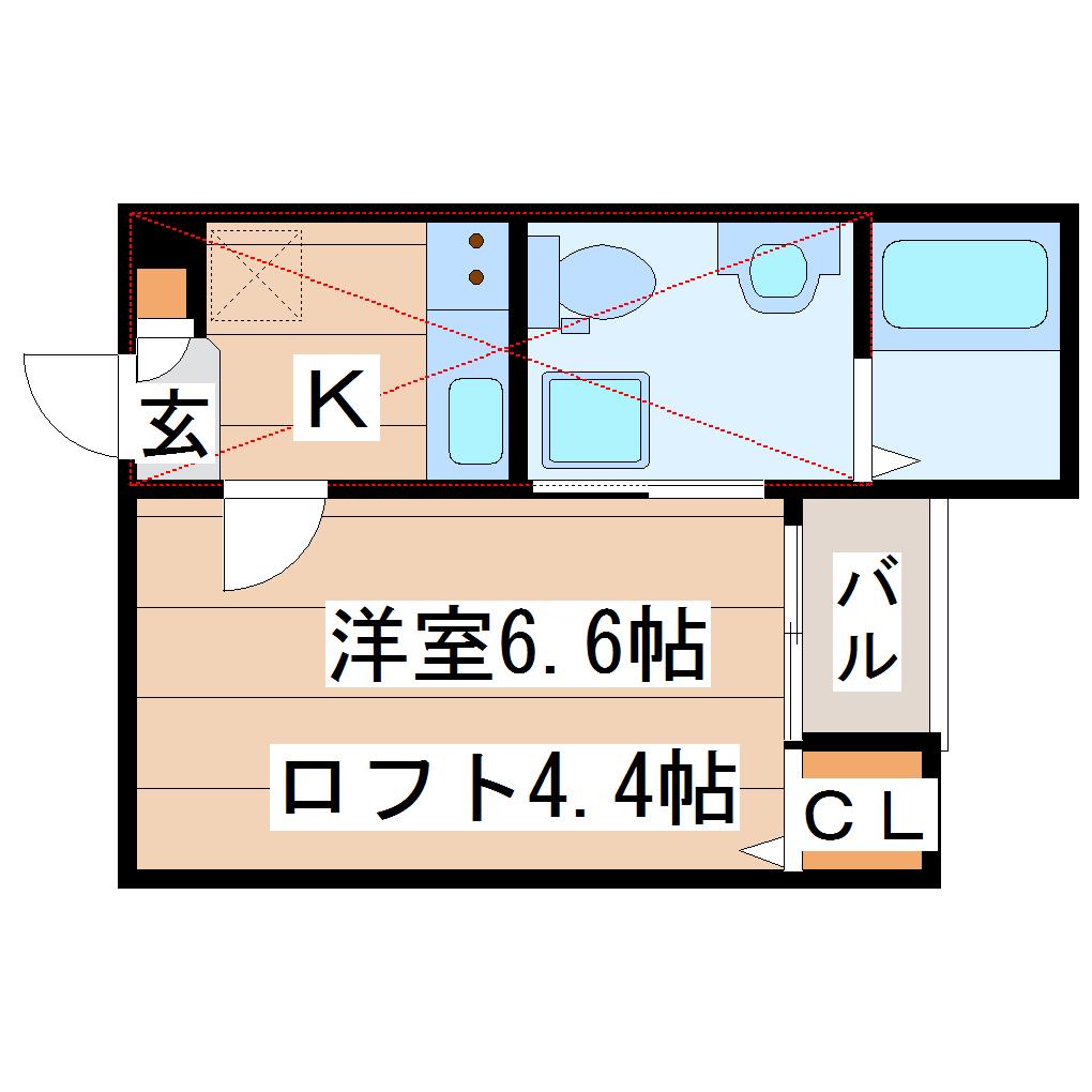 ペールオレンジ(1K/1階)の間取り写真