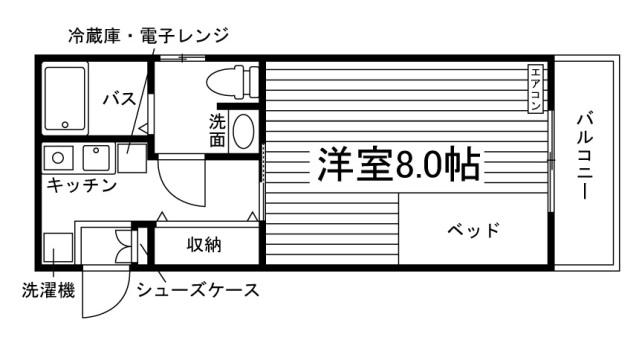 ベレール富町(1K/1階)の間取り写真