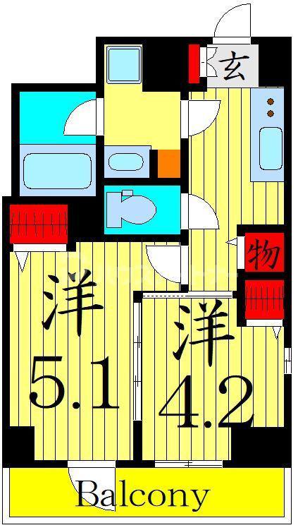 ルフレ プレミアム町屋(2K/9階)の間取り写真