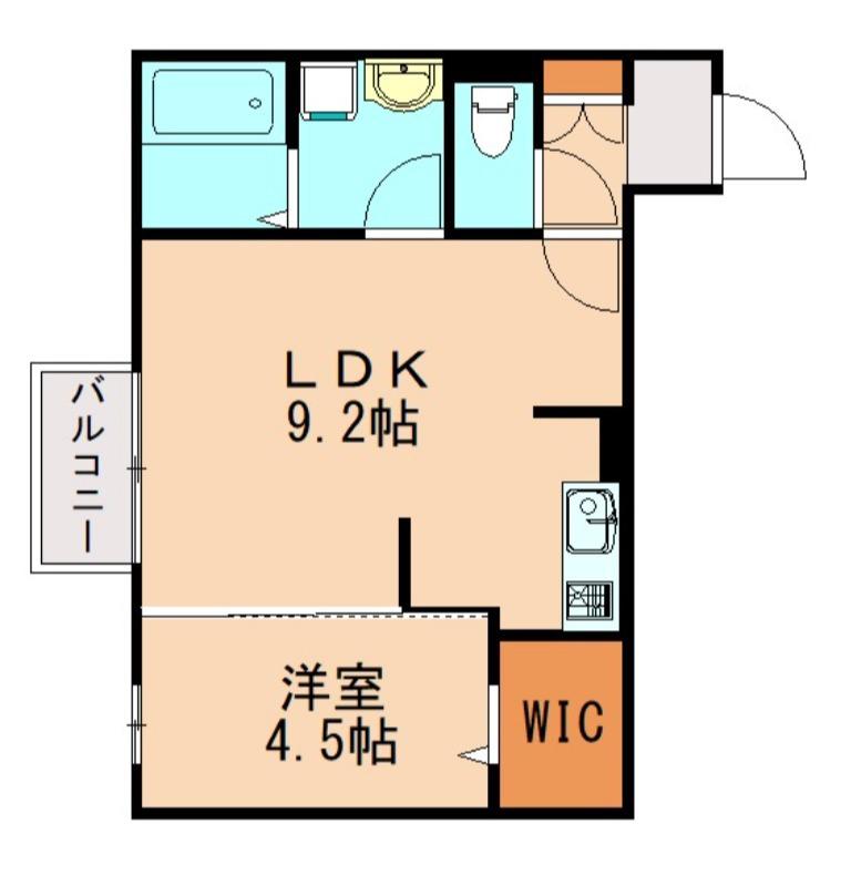 ヴェルジェ深田(1LDK/2階)の間取り写真