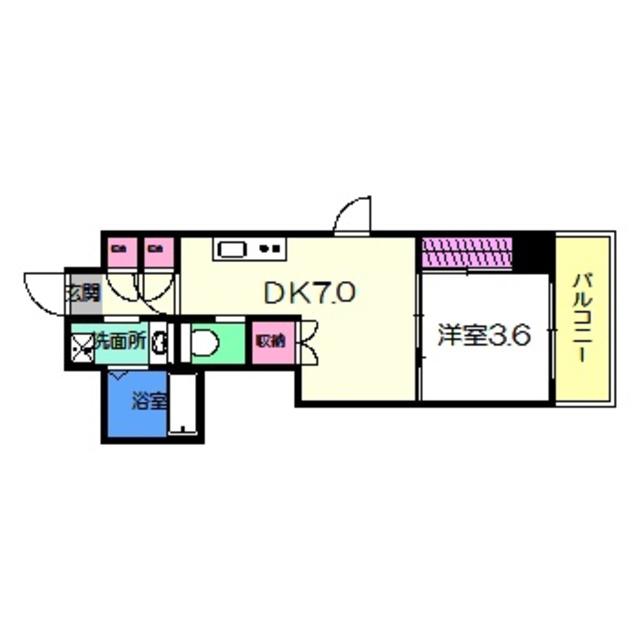 クローバー・ビュー北花田(1DK/3階)の間取り写真