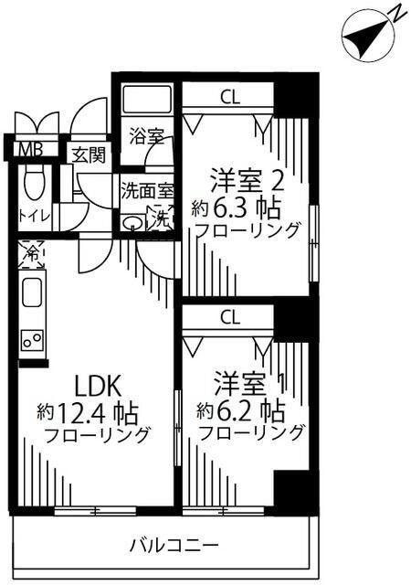 スカイレジデンス1(2LDK/5階)の間取り写真
