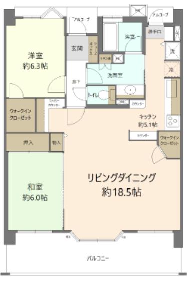 レクセルマンション三鷹の森(2LDK/6階)の間取り写真