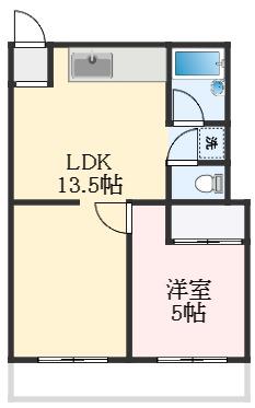 パークハイツ浜寺(1LDK/3階)の間取り写真