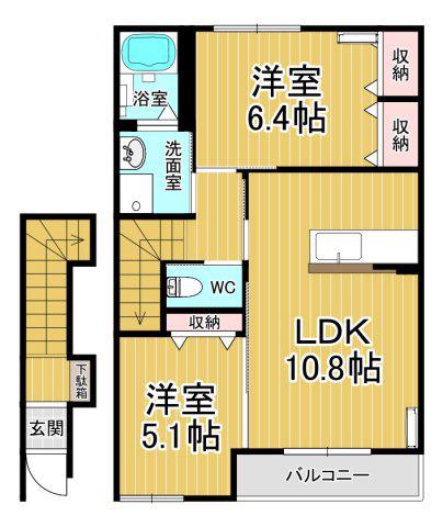 フランボワーズ(2LDK/2階)の間取り写真