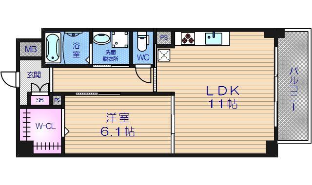 アベニール四天王寺(1LDK/1階)の間取り写真