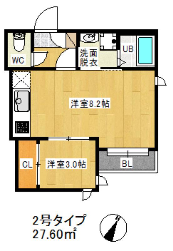G-SMART LAGUNA(1LDK/2階)の間取り写真