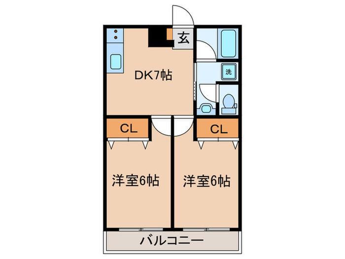ドルチェクオリティーⅡ(2DK/2階)の間取り写真