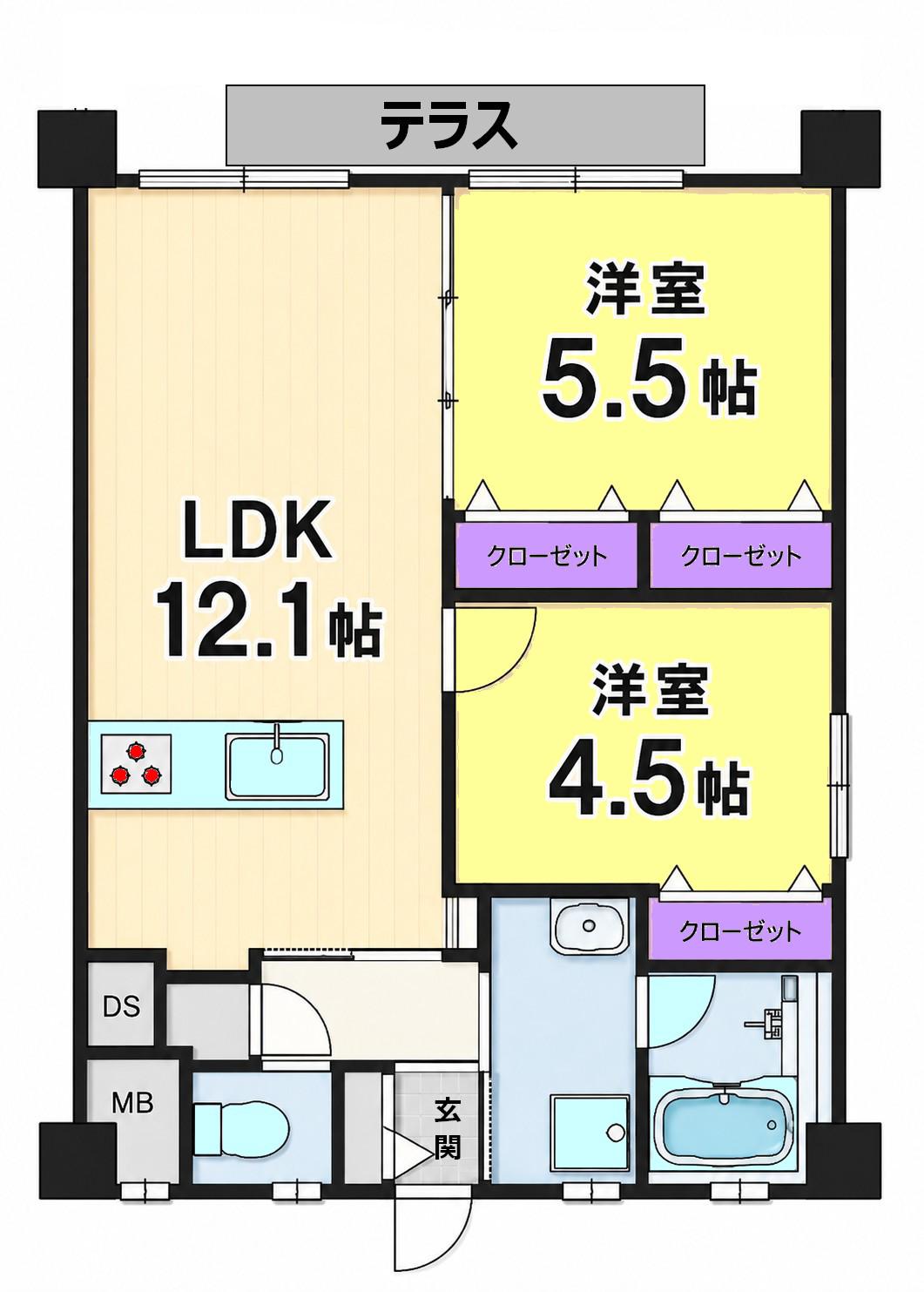 安藤マンション(2LDK/1階)の間取り写真
