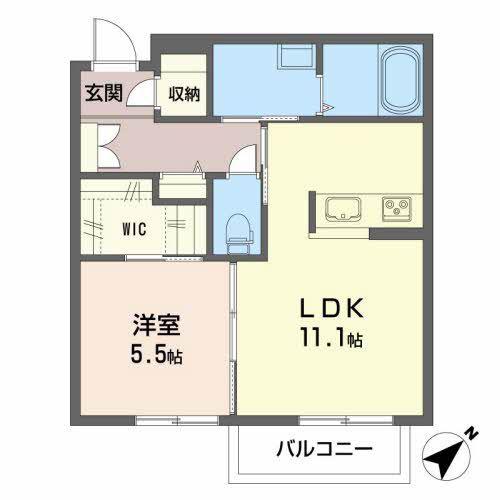 ビバリーコート(1LDK/2階)の間取り写真
