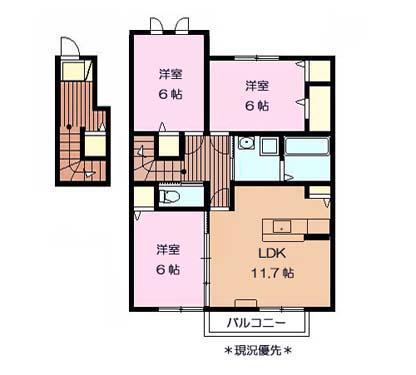 アリービオひがの 2F(3LDK/2階)の間取り写真