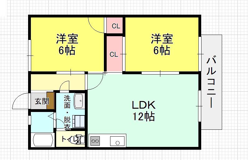 ベストハウス三入(2LDK/2階)の間取り写真