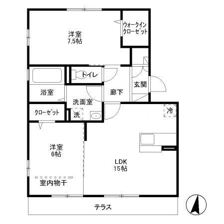 東武佐野線 佐野市駅 徒歩19分 3階建 築17年(2LDK/2階)の間取り写真
