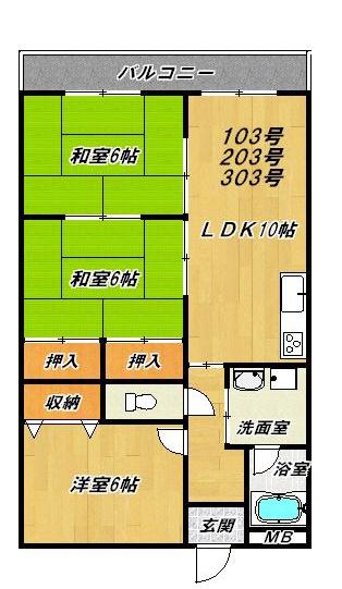 ソレイユ光(3LDK/2階)の間取り写真