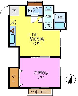 ホワイトハイツ(1LDK/2階)の間取り写真