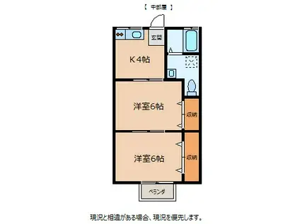 宮の森ハイツ(2K/2階)の間取り写真