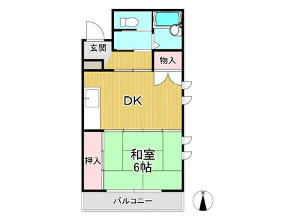 六興ヒルズ 岩沼(1DK/2階)の間取り写真