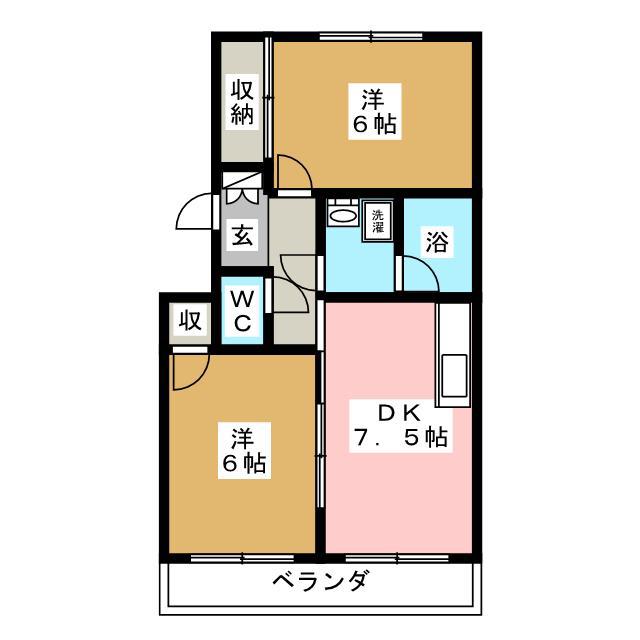 SUNCITY・HIKOTA Cー3(2DK/1階)の間取り写真