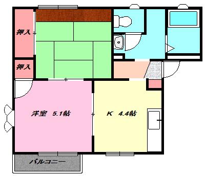 エスポワールB(2DK/1階)の間取り写真