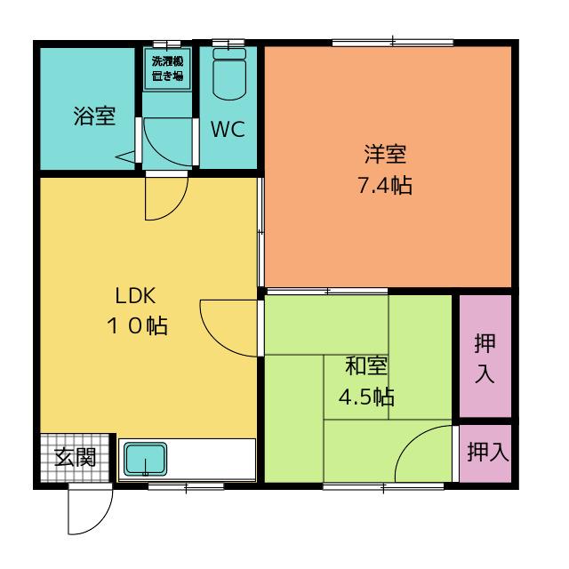 巾クレスト(2LDK/1階)の間取り写真