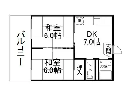 タウニーオオハタA棟(2DK/2階)の間取り写真