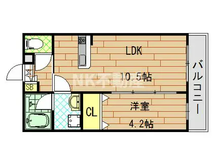 エマイユ鴻池(1LDK/1階)の間取り写真