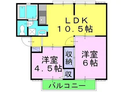 サンライフ東富井(2LDK/1階)の間取り写真