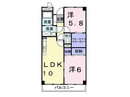 コートピアC(2LDK/2階)の間取り写真