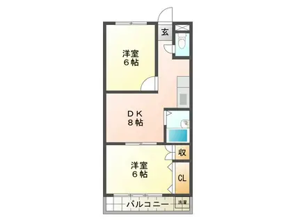 メゾンひかり館(2DK/2階)の間取り写真