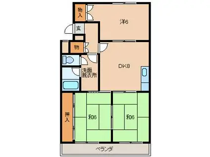 岡井マンション(3DK/1階)の間取り写真