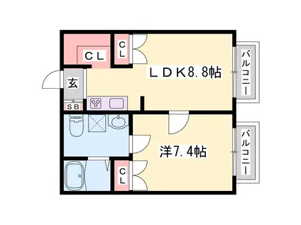 K・HOUSE(1LDK/2階)の間取り写真