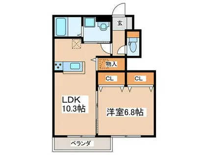ツインテラス湘南II(1LDK/1階)の間取り写真