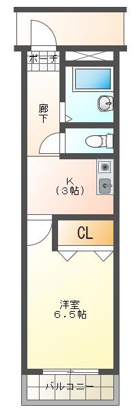 齋藤ビル(1K/3階)の間取り写真