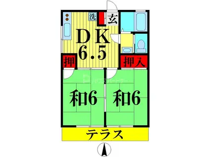 ニューコーポ岡田B(2DK/1階)の間取り写真