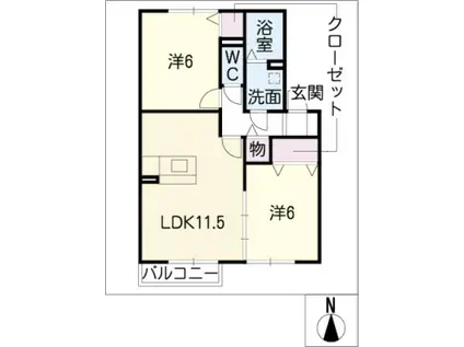レクスト赤坂(2LDK/1階)の間取り写真