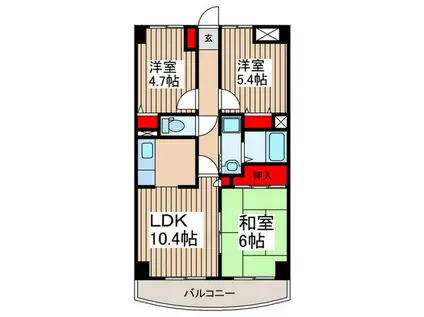 リレント谷塚(3LDK/4階)の間取り写真
