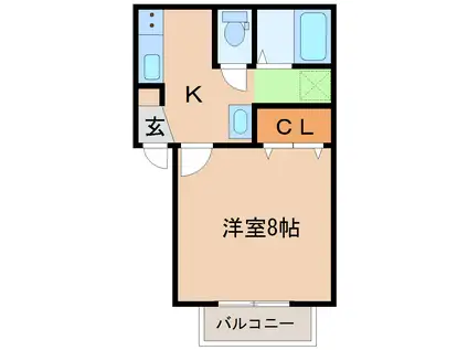 リヒトハイム富沢(1K/2階)の間取り写真
