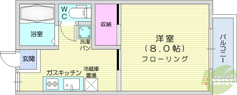 ドミー・ローザンヌ(1K/2階)の間取り写真