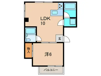 瀬尾コーポ(1LDK/1階)の間取り写真