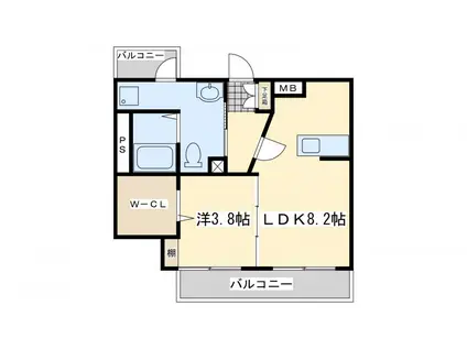 BASIC B.L.D.YAHATA(1LDK/12階)の間取り写真