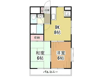 飯尾ビル(2DK/3階)の間取り写真