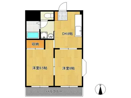 第1中昭ロイヤルマンション(2DK/1階)の間取り写真