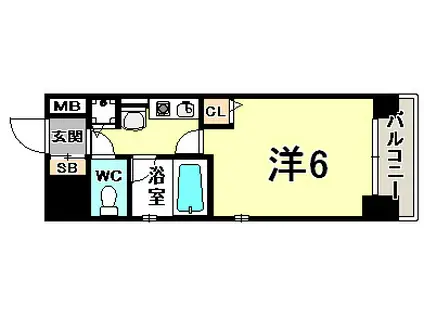 エステムコート神戸県庁前II(1K/3階)の間取り写真