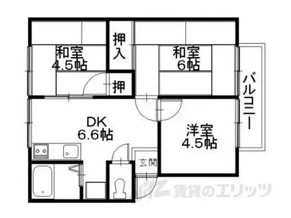 ハイツ梅田(3DK/2階)の間取り写真