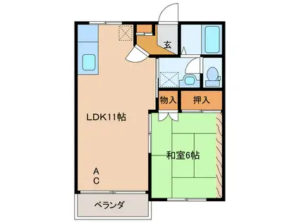 PAL桜木(1LDK/2階)の間取り写真