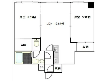 ブランロゼ二日町(2LDK/6階)の間取り写真