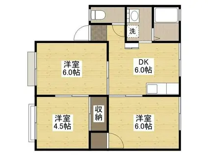 メゾンサントピアB棟(3DK/1階)の間取り写真