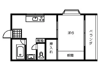 コーポ大鴨(1DK/2階)の間取り写真